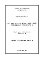 Tóm tắt Luận văn Thạc sĩ Kinh tế: Phát triển doanh nghiệp nhỏ và vừa trên địa bàn tỉnh Trà Vinh