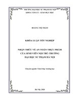 NHẬN THỨC về AN TOÀN THỰC PHẨM của SINH VIÊN nội TRÚ TRƯỜNG đại học sư PHẠM hà nội 