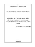 Báo cáo tổng kết đề tài Khoa học Công nghệ cấp cơ sở năm 2019: Kiến thức, thực hành về phòng bệnh sâu răng của bà mẹ có con đang học tại 2 trường mầm non thành phố Thái Bình năm 2019