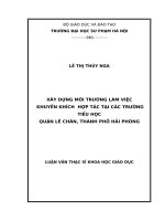 XÂY DỰNG môi TRƯỜNG làm VIỆC KHUYẾN KHÍCH  hợp tác tại các TRƯỜNG TIỂU học QUẬN lê CHÂN, THÀNH PHỐ hải PHÒNG 