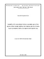 Nghiên cứu giải pháp nâng cao hiệu quả ứng dụng công nghệ thông tin trong quản lý đào tạo vận động viên các đội tuyển quốc gia 