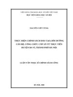 THỰC HIỆN CHÍNH SÁCH đào tạo, bồi DƯỠNG cán bộ, CÔNG CHỨC cấp xã từ THỰC TIỄN HUYỆN BA vì, THÀNH PHỐ hà nội 