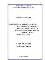 Nghiên cứu các nhân tố ảnh hưởng đến chất lượng thông tin trên báo cáo tài chính của các công ty niêm yết trên thị trường chứng khoán việt nam 