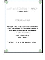 Quản lý tài chính tại các trường đại học công lập trực thuộc bộ công thương trong điều kiện thực hiện cơ chế tự chủ tài chính tt tiếng anh 