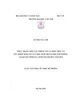 THỰC TRẠNG TIẾP cận THÔNG TIN và KIẾN THỨC về sức KHỎE SINH sản của học SINH TRUNG học PHỔ THÔNGTẠI HUYỆN TĨNH GIA, TỈNH THANH hóa năm 2019 