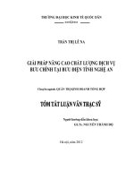 Tóm tắt Luận văn Thạc sĩ Quản trị kinh doanh: Giải pháp nâng cao chất lượng dịch vụ Bưu chính tại Bưu điện Tỉnh Nghệ An