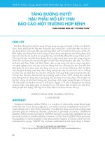 Tăng đường huyết hậu phẫu mổ lấy thai báo cáo một trường hợp bệnh