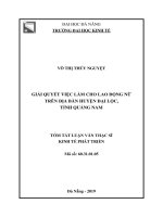Tóm tắt luận văn Thạc sĩ Kinh tế phát triển: Giải quyết việc làm cho lao động nữ trên địa bàn Huyện Đại Lộc, tỉnh Quảng Nam