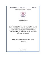 ĐĂC điểm lâm SÀNG, cận lâm SÀNG của NGƯỜI dân KHÁM SÀNG lọc tại TRẠM y tế xã MAI ĐÌNH sóc sơn hà nội năm 2014 