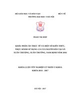 KHẨU PHẦN ăn THỰC tế và một số KIẾN THỨC, THỰC HÀNH sử DỤNG cá của NGƯỜI dân tại xã XUÂN THƯỢNG, XUÂN TRƯỜNG, NAM ĐỊNH năm 2016 