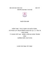 KIẾN THỨC, THỰC HÀNH của điều DƯỠNG về PHÂN LOẠI NGƯỜI BỆNH BẰNG ESI và các yếu tố LIÊN QUAN tại KHOA cấp cứu   BỆNH VIỆN đa KHOA TRUNG ƯƠNG QUẢNG NAM, năm 2016 