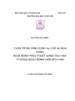 TÌNH TRẠNG DINH DƯỠNG và CHẾ độ NUÔI DƯỠNG NGƯỜI BỆNH PHẪU THUẬT ĐƯỜNG TIÊU hóa tại KHOA NGOẠI BỆNH VIỆN BẠCH MAI 