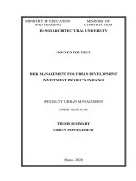 Quản lý rủi ro cho các dự án đầu tư phát triển đô thị tại hà nội tt tiếng anh 