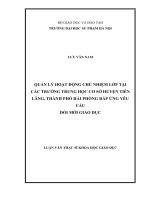 QUẢN lý HOẠT ĐỘNG CHỦ NHIỆM lớp tại các TRƯỜNG TRUNG học cơ sở HUYỆN TIÊN LÃNG, THÀNH PHỐ hải PHÒNG đáp ỨNG yêu cầu đổi mới GIÁO dục 