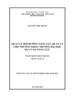 Quản lý bồi dưỡng năng lực quản lý cho trưởng khoa trường đại học dựa vào năng lực 