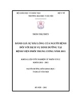 ĐÁNH GIÁ sự hài LÒNG của NGƯỜI BỆNH đối với DỊCH vụ DINH DƯỠNG tại BỆNH VIỆN PHỔI TRUNG ƯƠNG năm 2015 