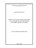 Nghiên cứu xây dụng nội dung hoạt động câu lạc bộ thể thao giải trí cho sinh viên trường đại học lâm nghiệp