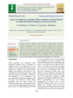 A study on production constraints of rice cultivation in Kurnool district of Andhra Pradesh and suggestions to overcome them