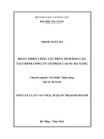 Tóm tắt luận văn thạc sĩ Quản trị kinh doanh: Hoàn thiện công tác phân tích Báo cáo tài chính Công ty Cổ phần Cao su Đà Nẵng