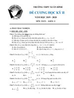 Đề cương HK2 môn Toán 11 năm 2019-2020 - THPT Xuân Đỉnh