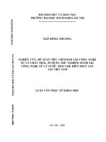 Nghiên cứu, đề xuất tiêu chí đánh giá công nghệ xử lý chất thải, áp dụng thử nghiệm đánh giá công nghệ xử lý nước thải chế biến thuỷ sản tại việt nam 