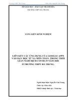 Liên kết các ứng dụng của google apps vào dạy học từ xa môn toán, trong thời gian nghỉ dịch covid 19 năm 2020 ở trường THPT hà trung 