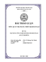 Bài thảo luận QUẢN TRỊ TRANG THIẾT BỊ KHÁCH SẠN (MẶT BẰNG CÔNG NGHỆ KINH DOANH KHÁCH SẠN )