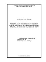 Áp dụng giáo dục STEM vào dạy học chủ đề xây dựng quy trình muối chua rau quả sinh học 10 ban cơ bản THPT