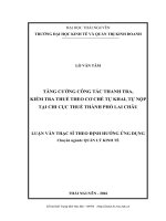 Tăng Cường Công Tác Thanh Tra, Kiểm Tra Thuế Theo Cơ Chế Tự Khai, Tự Nộp Tại Chi Cục Thuế Thành Phố
