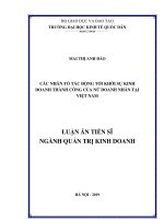 Các Nhân Tố Tác Động Đến Khởi Sự Kinh Doanh Thành Công Của Nữ Doanh Nhân Tại Việt Nam