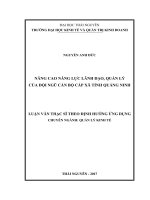 Nâng Cao Năng Lực Lãnh Đạo, Quản Lý Của Đội Ngũ Cán Bộ Cấp Xã Tỉnh Quảng Ninh
