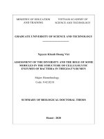 Nghiên cứu đánh giá sự đa dạng và vai trò của một số module trong cấu trúc enzyme thủy phân cellulose từ khu hệ vi sinh vật trong dạ cỏ của dê tt tiếng anh 