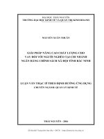 Giải Pháp Nâng Cao Chất Lượng Cho Vay Đối Với Người Nghèo Tại Chi Nhánh Ngân Hàng