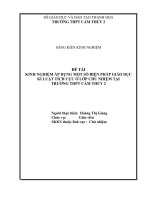kinh nghiệm áp dụng một số biện pháp giáo dục kỉ luật tích cực ở lớp chủ nhiệm tại trường thpt cẩm thủy 2 