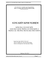 Sáng kiến kinh nghiệm THPT: Kiểm tra vấn đáp môn Giáo dục quốc phòng An ninh khối 11 trong các trường THPT