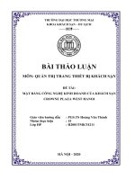 Bài thảo luận trang thiết bị khách sạn đề tài MẶT BẰNG CÔNG NGHỆ KINH DOANH CỦA KHÁCH SẠN CROWNE PLAZA WEST HANOI