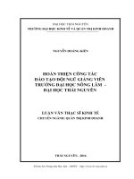Hoàn Thiện Công Tác Đào Tạo Đội Ngũ Giảng Viên Trường Đại Học Nông Lâm - Đại Học Thái Nguyên