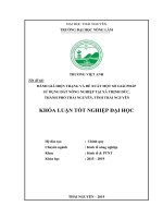 Đánh giá hiện trạng và đề xuất một số giải pháp sử dụng đất nông nghiệp tại xã thịnh đức, thành phố thái nguyên, tỉnh thái nguyên 