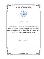 Phân tích các nhân tố ảnh hưởng đến sự hài lòng của người dân đối với dịch vụ hành chính công tại ủy ban nhân dân phường hòa cường bắc, quận hải châu, thành phố đà nẵng  