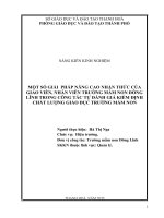 Một số giải pháp nâng cao nhận thức của giáo viên, nhân viên trường mầm non đông lĩnh trong công tác tự đánh giá kiểm định chất lượng giáo dục trường mầm non 