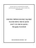 CHƯƠNG TRÌNH GIÁO DỤC ĐẠI HỌC NGÀNH TIẾNG TRUNG QUỐC (NGỮ VĂN TRUNG QUỐC)