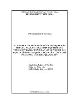 Tích hợp kiến thức liên môn và sử dụng các phương pháp, kĩ thuật dạy học tích cưc trong dạy bài 14 công dân với sự nghiệp xây dựng và bảo vệ tổ quốc  GDCD lớp 10 