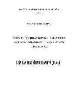 Luận văn thạc sỹ - Hoàn thiện hoạt động giám sát của HĐND huyện Bắc Yên, tỉnh Sơn La
