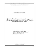 Một số giải pháp nâng cao chất lượng bồi dưỡng học sinh giỏi môn ngữ văn ở trường THCSTHPT thống nhất 