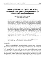 Nghiên cứu đề xuất tiêu chí lựa chọn dữ liệu truyện thần thoại phục vụ xây dựng kho dữ liệu văn học thiếu nhi bằng tiếng Anh