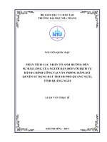Phân tích các nhân tố ảnh hưởng đến sự hài lòng của người dân đối với dịch vụ hành chính công tại văn phòng đăng ký quyền sử dụng đất thành phố quảng ngãi, tỉnh quảng ngãi  