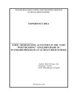 Redesigning activities in the part  post reading enghlish grade 10  standard program at le hoan high school  