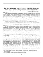 Các yếu tố ảnh hưởng đến quyết định mua rau an toàn của người dân tại thành phố Long Xuyên