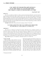 Các nhân tố ảnh hưởng đến hành vi tuân thủ thuế của người nộp thuế thu nhập cá nhân ở thành phố Cần Thơ