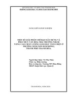 Một số giải pháp chỉ đạo, xây dựng,và phát huy văn hóa nhà trường, nhằm nâng cao chất lượng toàn diện ở trường MN hàm rồng ,TPTH